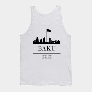 BAKU AZERBAIJAN BLACK SILHOUETTE SKYLINE ART Tank Top